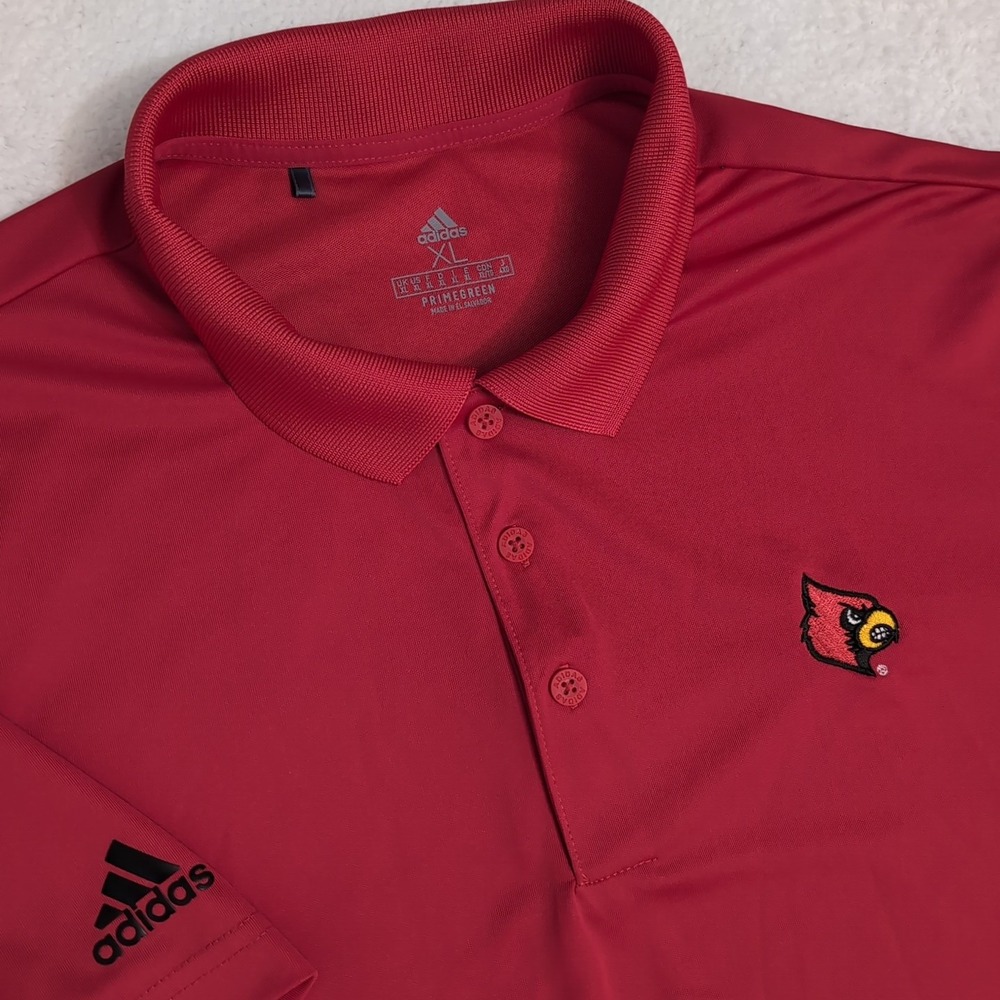 Louisville Cardinal Adidas‎ Prime green Polo Men's XL Red Shirt